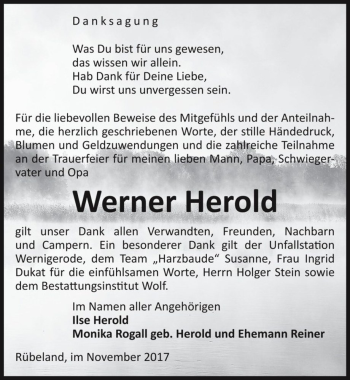 Traueranzeige von Werner Herold  von Magdeburger Volksstimme
