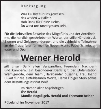 Traueranzeige von Werner Herold  von Magdeburger Volksstimme