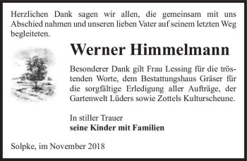 Traueranzeige von Werner Himmelmann  von Magdeburger Volksstimme