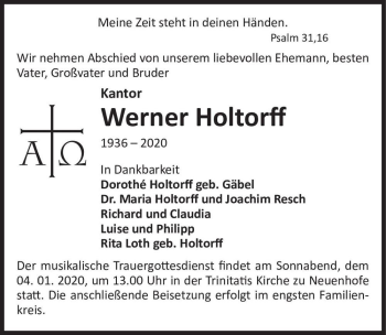 Traueranzeige von Werner Holtorff  von Magdeburger Volksstimme