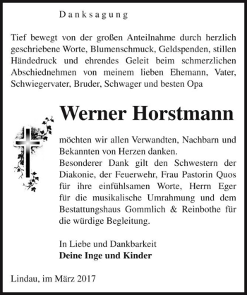 Traueranzeige von Werner Horstmann  von Magdeburger Volksstimme