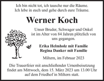 Traueranzeige von Werner Koch  von Magdeburger Volksstimme