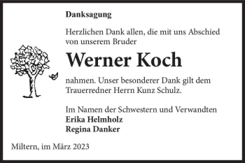 Traueranzeige von Werner Koch  von Magdeburger Volksstimme