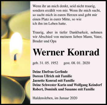 Traueranzeige von Werner Konrad  von Magdeburger Volksstimme