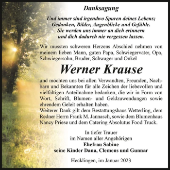 Traueranzeige von Werner Krause  von Magdeburger Volksstimme