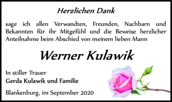 Traueranzeige von Werner Kulawik  von Magdeburger Volksstimme