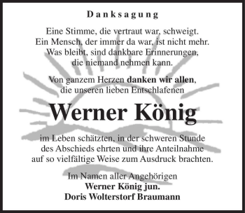 Traueranzeige von Werner König  von Magdeburger Volksstimme