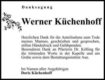 Traueranzeige von Werner Küchenhoff  von Magdeburger Volksstimme