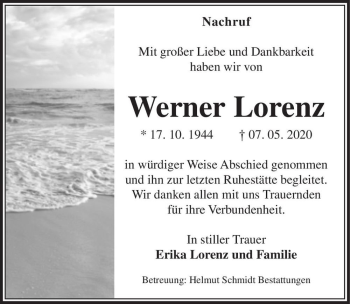 Traueranzeige von Werner Lorenz  von Magdeburger Volksstimme