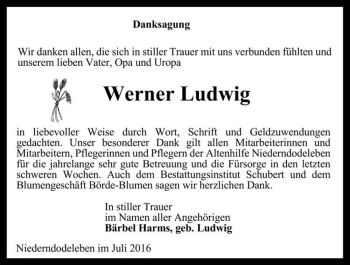 Traueranzeige von Werner Ludwig  von Magdeburger Volksstimme
