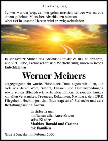 Traueranzeige von Werner Meiners  von Magdeburger Volksstimme
