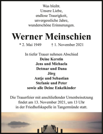 Traueranzeige von Werner Meinschien  von Magdeburger Volksstimme