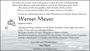 Traueranzeige von Werner Meyer  von Magdeburger Volksstimme