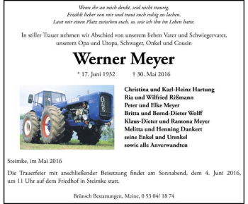 Traueranzeige von Werner Meyer  von Magdeburger Volksstimme