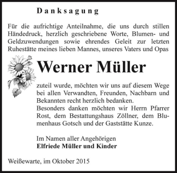 Traueranzeige von Werner Müller  von Magdeburger Volksstimme