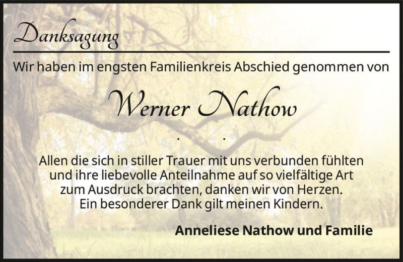  Traueranzeige für Werner Nathow  vom 06.03.2021 aus Magdeburger Volksstimme