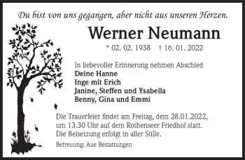 Traueranzeige von Werner Neumann  von Magdeburger Volksstimme