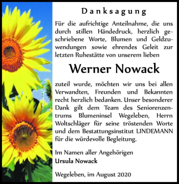 Traueranzeige von Werner Nowack  von Magdeburger Volksstimme