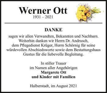 Traueranzeige von Werner Ott  von Magdeburger Volksstimme