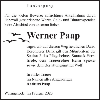 Traueranzeige von Werner Paap  von Magdeburger Volksstimme
