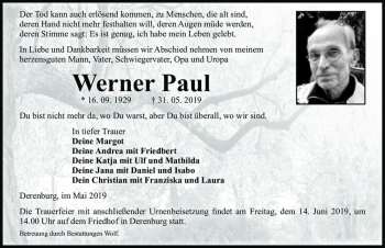 Traueranzeige von Werner Paul  von Magdeburger Volksstimme