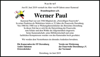 Traueranzeige von Werner Paul  von Magdeburger Volksstimme