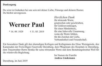 Traueranzeige von Werner Paul  von Magdeburger Volksstimme