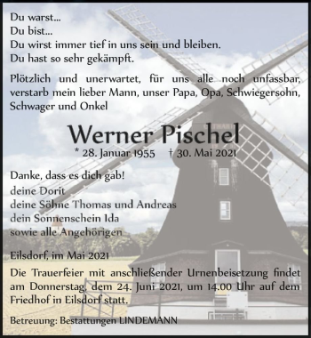 Traueranzeige von Werner Pischel  von Magdeburger Volksstimme