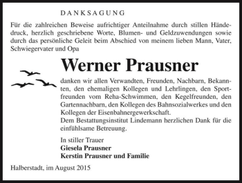 Traueranzeige von Werner Prausner  von Magdeburger Volksstimme