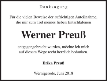 Traueranzeige von Werner Preuß  von Magdeburger Volksstimme