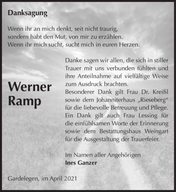 Traueranzeige von Werner Ramp  von Magdeburger Volksstimme
