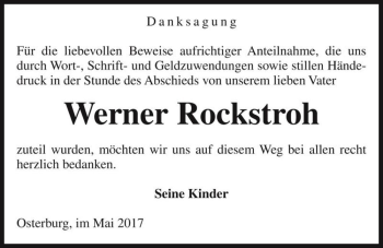 Traueranzeige von Werner Rockstroh  von Magdeburger Volksstimme