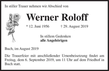 Traueranzeige von Werner Roloff  von Magdeburger Volksstimme