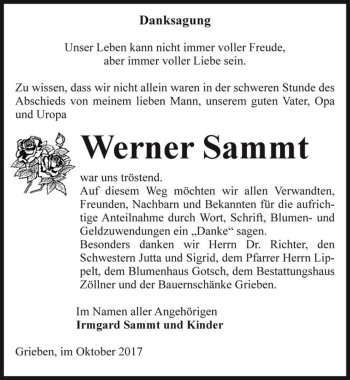 Traueranzeige von Werner Sammt  von Magdeburger Volksstimme