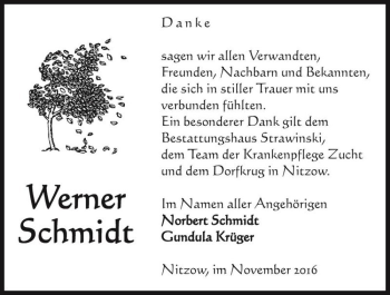 Traueranzeige von Werner Schmidt  von Magdeburger Volksstimme