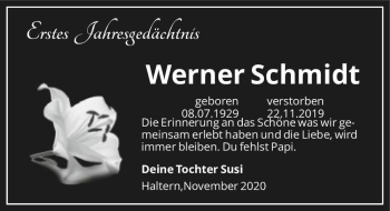 Traueranzeige von Werner Schmidt  von Magdeburger Volksstimme