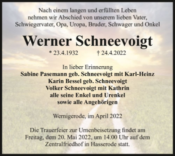 Traueranzeige von Werner Schneevoigt  von Magdeburger Volksstimme