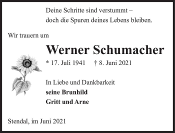 Traueranzeige von Werner Schumacher  von Magdeburger Volksstimme