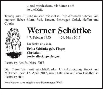 Traueranzeige von Werner Schöttke  von Magdeburger Volksstimme