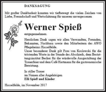 Traueranzeige von Werner Spieß  von Magdeburger Volksstimme