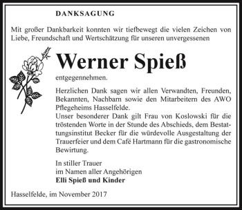 Traueranzeige von Werner Spieß  von Magdeburger Volksstimme