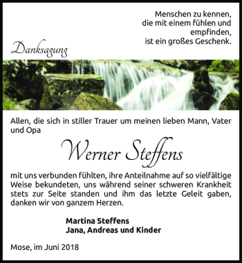 Traueranzeige von Werner Steffens  von Magdeburger Volksstimme