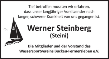 Traueranzeige von Werner Steinberg (Steini)  von Magdeburger Volksstimme