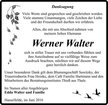 Traueranzeige von Werner Walter  von Magdeburger Volksstimme
