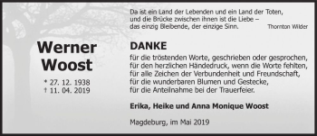 Traueranzeige von Werner Woost  von Magdeburger Volksstimme