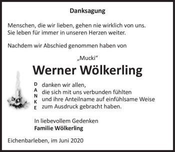 Traueranzeige von Werner Wölkerling ,,Mucki