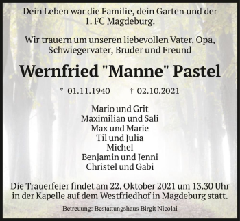 Traueranzeige von Wernfried 