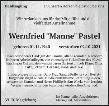 Traueranzeige von Wernfried 