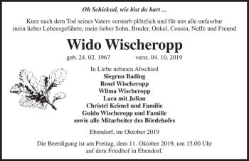 Traueranzeige von Wido Wischeropp  von Magdeburger Volksstimme