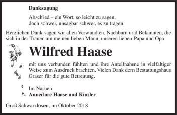 Traueranzeige von Wilfred Haase  von Magdeburger Volksstimme